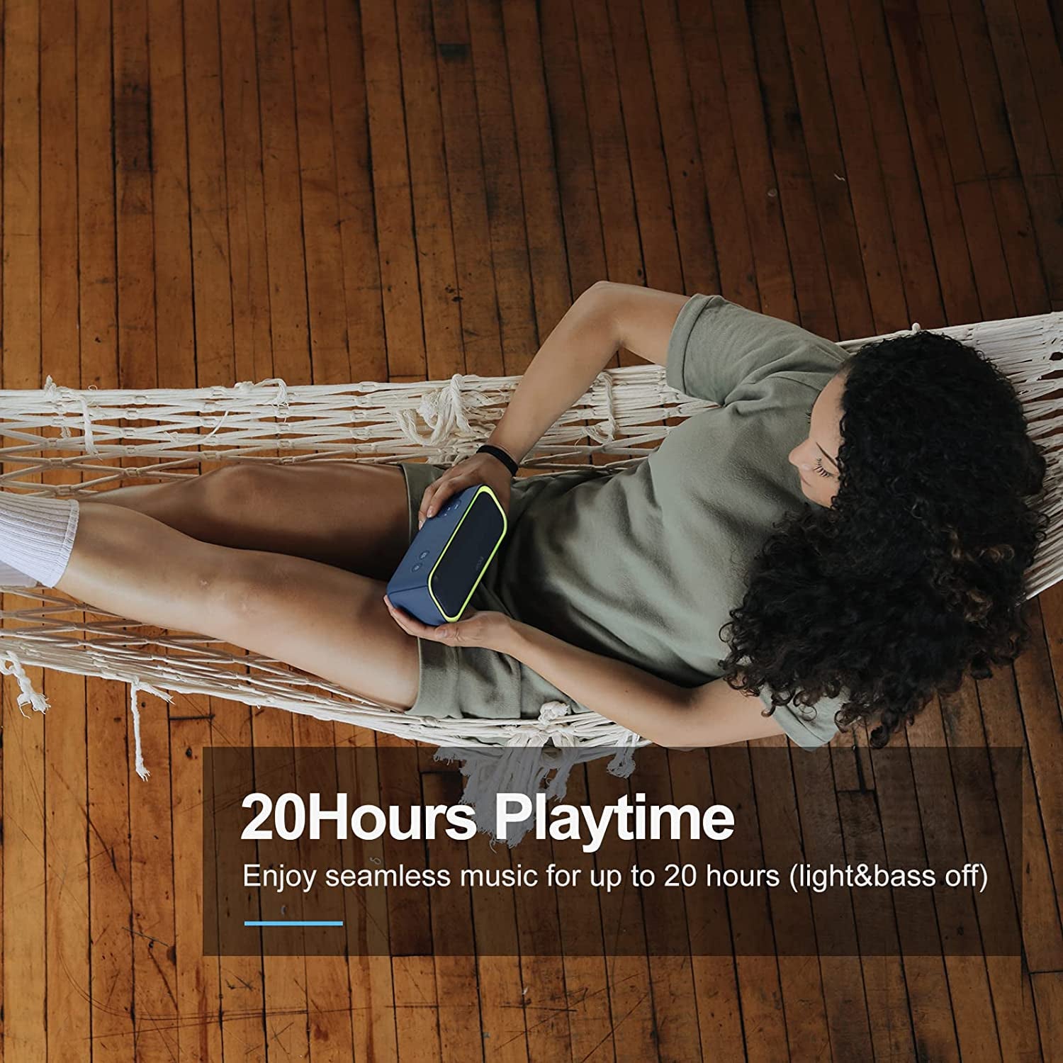 Soundbox Pro Bluetooth Speaker, 20W Stereo Sound, Active Extra Bass, 20H Playtime, Multi-Colors Lights, Wireless Stereo Pairing, IPX6 Waterproof for Garden, Hiking, Camping, Beach, Party-Blue