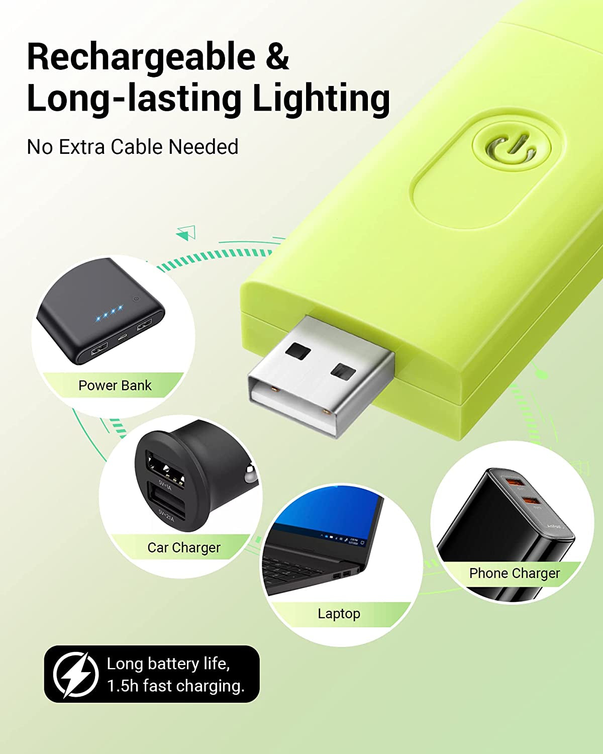 Amber Book Light for Reading, USB Rechargeable, 3 Brightness Levels, Blue Light Blocking, Kids & Adults (Green)