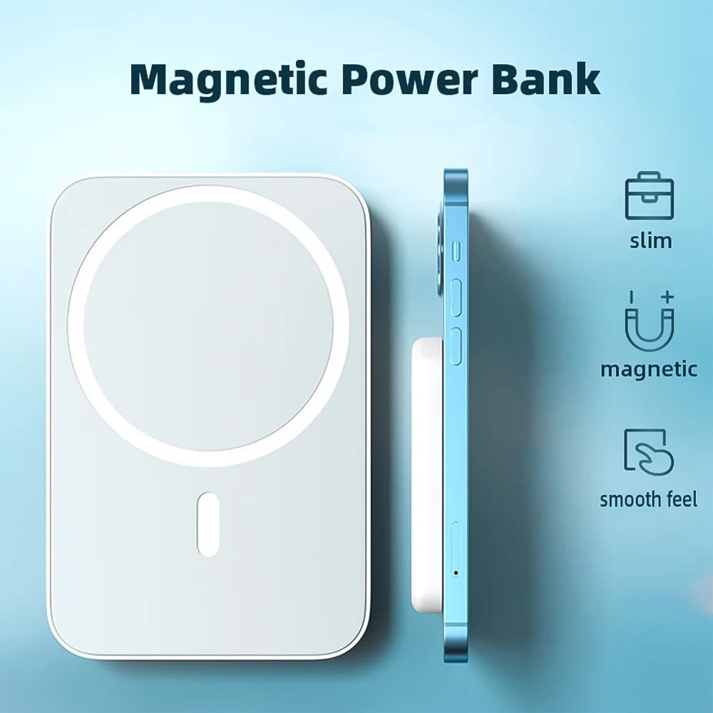 Wireless Portable Charger Mini Magnetic 5000Mah/10,000Mah Mobile Power for Iphone 15/14/13/12/Mini/Pro/Pro M Ax-Gray